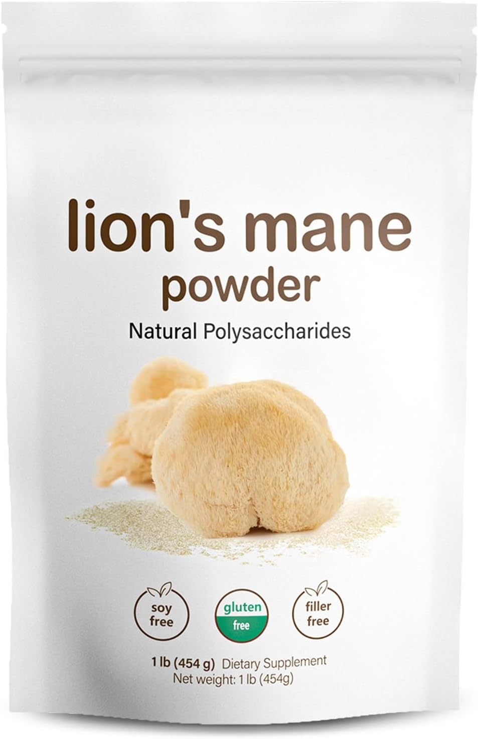 1lb Vrixlanua Lion's Mane Mushroom Powder Extract - Brain Health & Immunity Support Supplement for Mental Clarity & Cognition