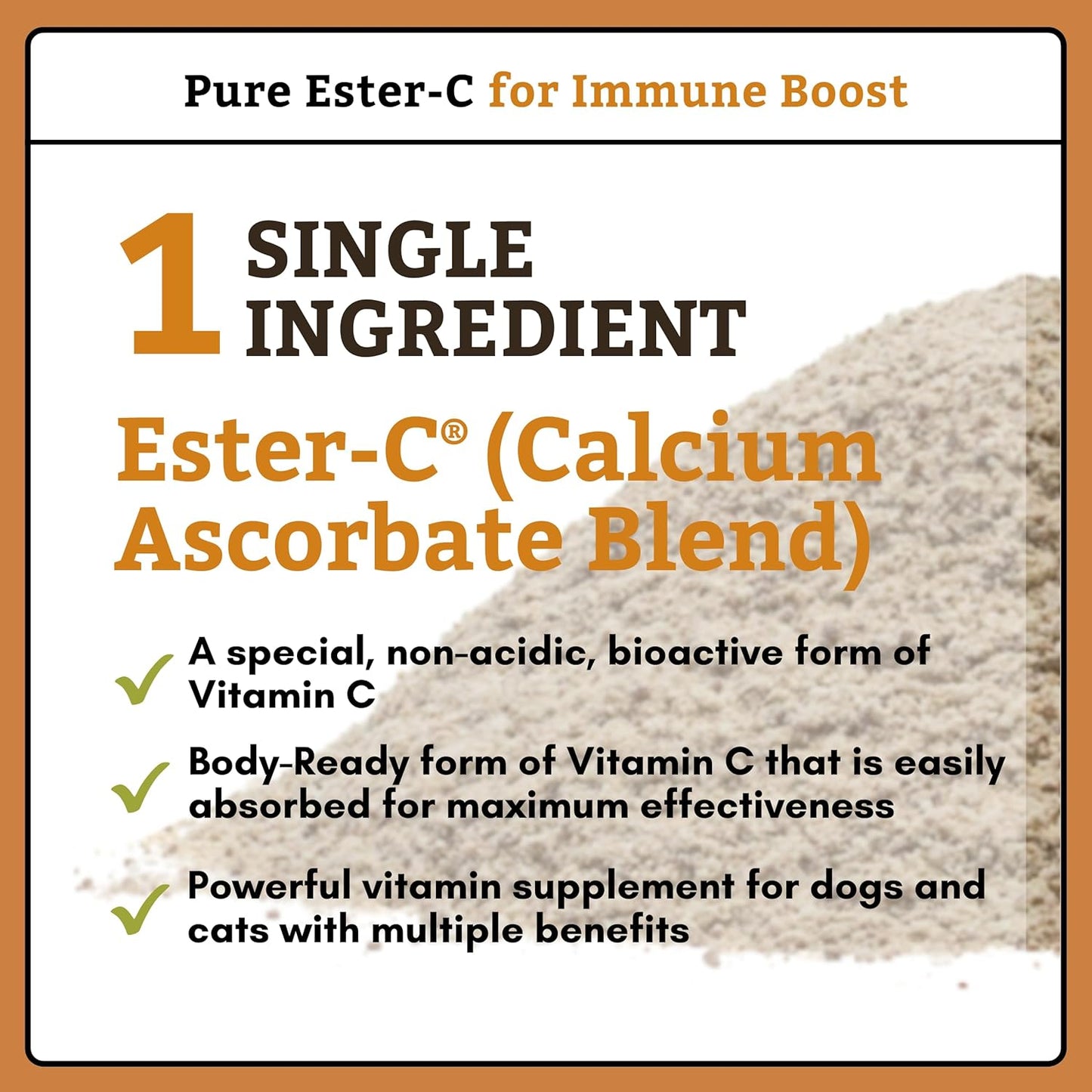 1lb Wholistic Pet Organics Pure Ester-C Powder: Vitamin C Supplement for Dogs & Cats - Immune & Skin Health Support - Allergy Relief & Itchy Skin Solution