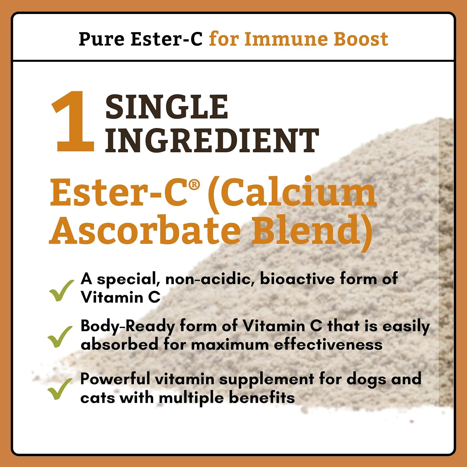 1lb Wholistic Pet Organics Pure Ester-C Powder: Vitamin C Supplement for Dogs & Cats - Immune & Skin Health Support - Allergy Relief & Itchy Skin Solution