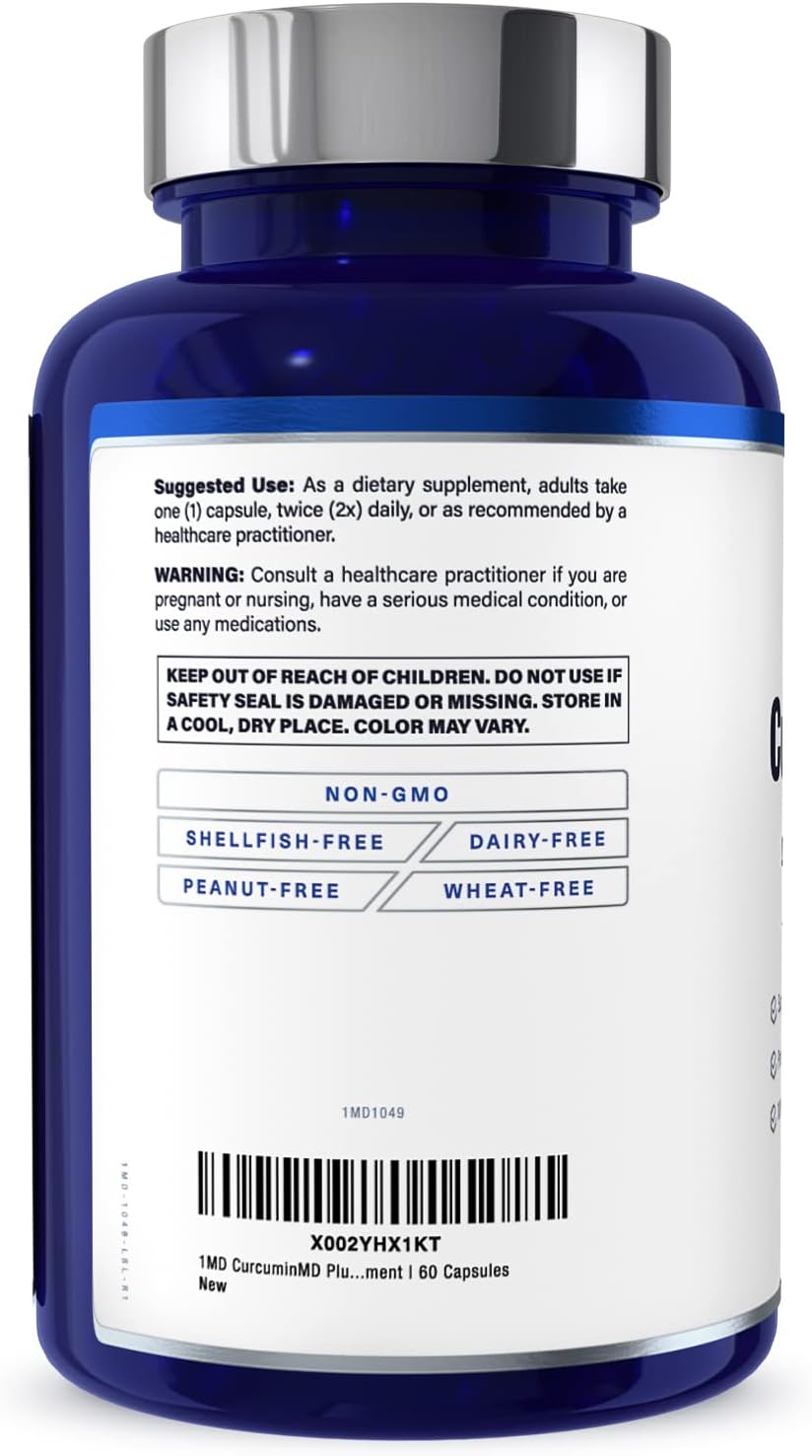 1MD Nutrition CurcuminMD Plus - 285x More Absorbable Turmeric Curcumin with Boswellia Serrata for Joint Stiffness, Muscle Recovery, and Mood Support - 540 Capsules