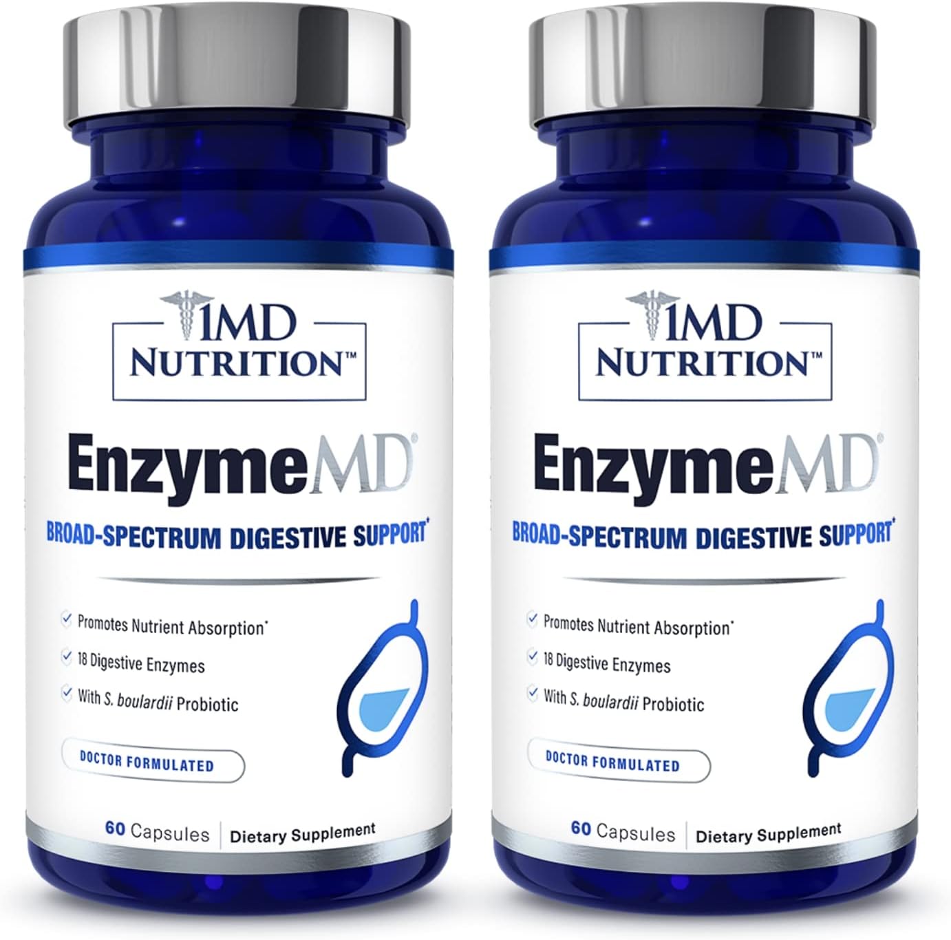 1MD Nutrition EnzymeMD - Plant-Based Digestive Enzymes Supplement - Gas & Bloating Relief - 240 Capsules