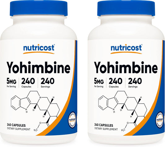 2 Bottles of Nutricost Yohimbine HCl 5mg Capsules - Extra Strength, Gluten Free & Non-GMO
