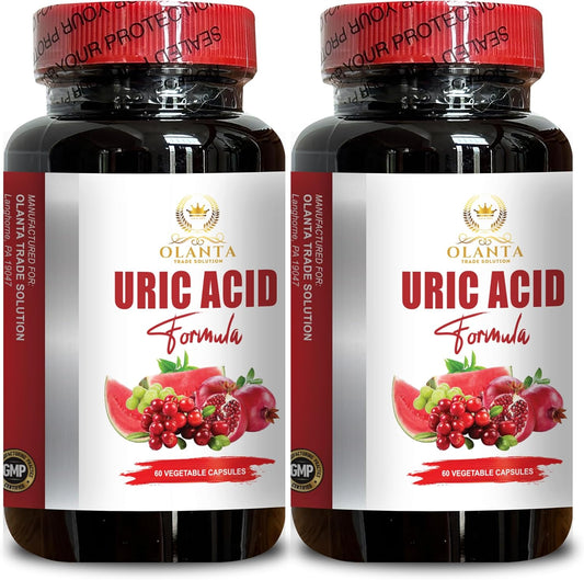2 Bottles of Olanta Trade Solution Uric Acid Formula with Tart Cherry and Green Coffee Beans - Antioxidant-Rich Uric Acid Flush for Gout