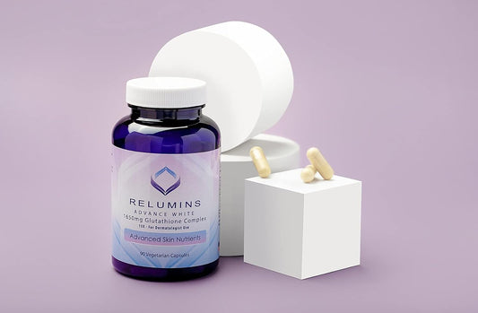 2 Bottles of Relumins Advance White Glutathione Complex - 1650mg, 15x Dermatologic Formula, 90 Capsules per Bottle, 180 Total Capsules