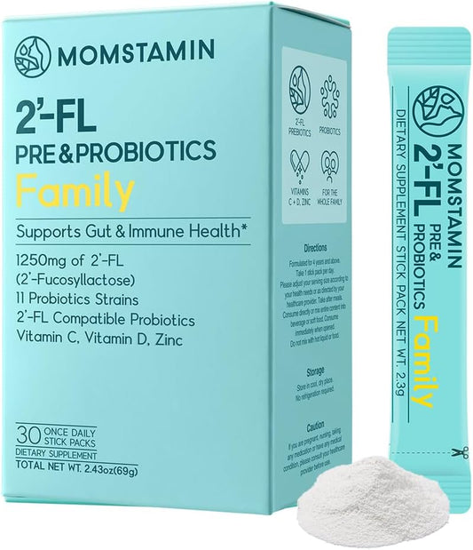 2'-FL HMO Prebiotics Probiotics Powder with 11 Patented Strains for Gut Health and Immune Support - 30 Sticks