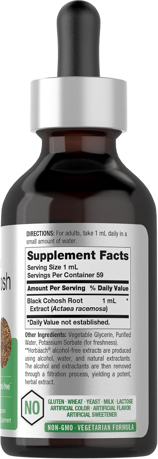 2 fl oz Black Cohosh Root Tincture - Alcohol Free Liquid Extract for Menopause Relief - Vegetarian, Non-GMO Gluten Free Supplement