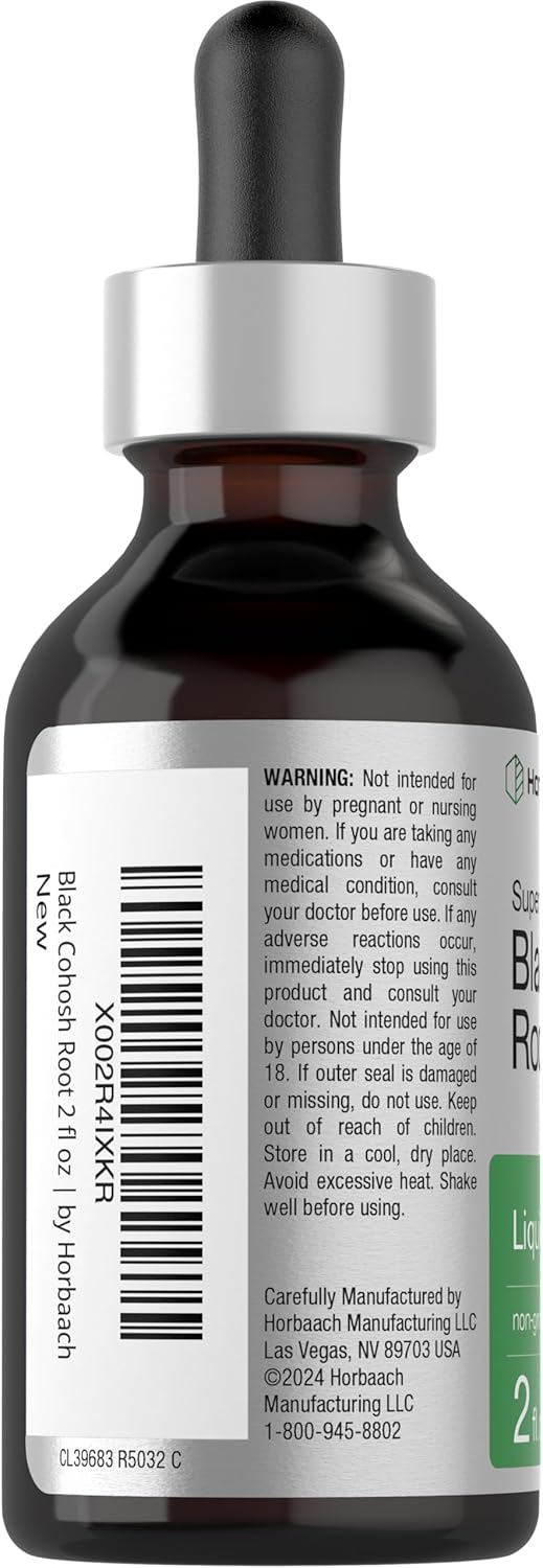 2 fl oz Black Cohosh Root Tincture - Alcohol Free Liquid Extract for Menopause Relief - Vegetarian, Non-GMO Gluten Free Supplement