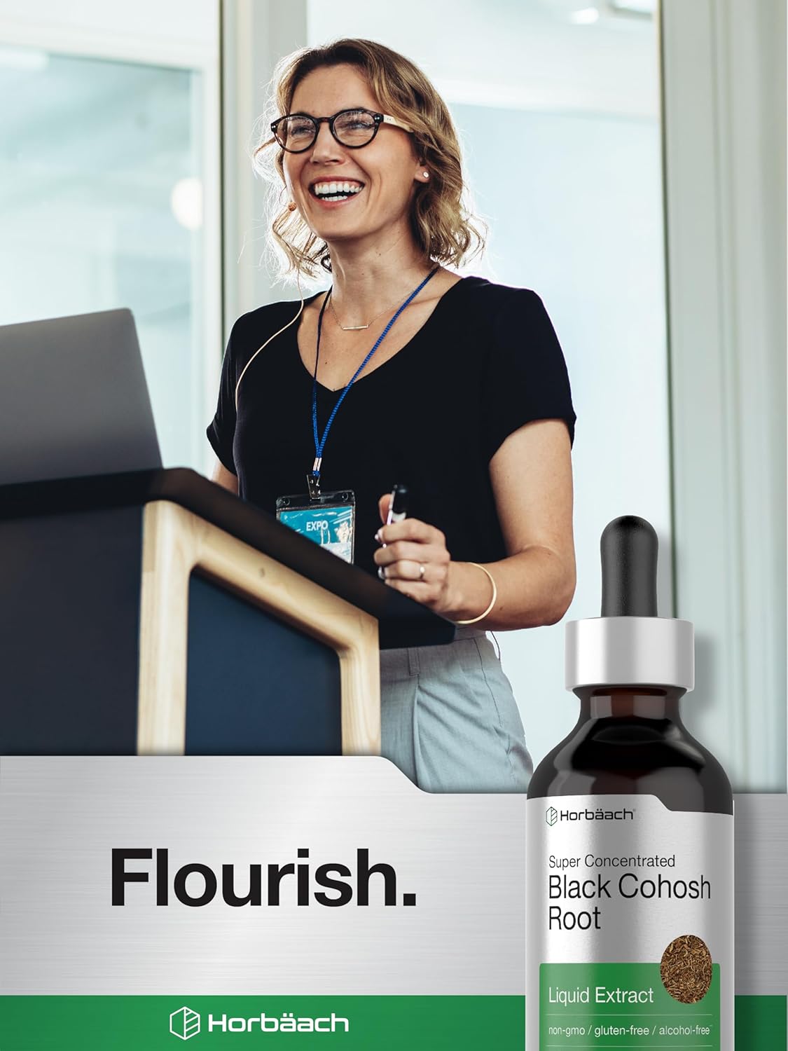 2 fl oz Black Cohosh Root Tincture - Alcohol Free Liquid Extract for Menopause Relief - Vegetarian, Non-GMO Gluten Free Supplement