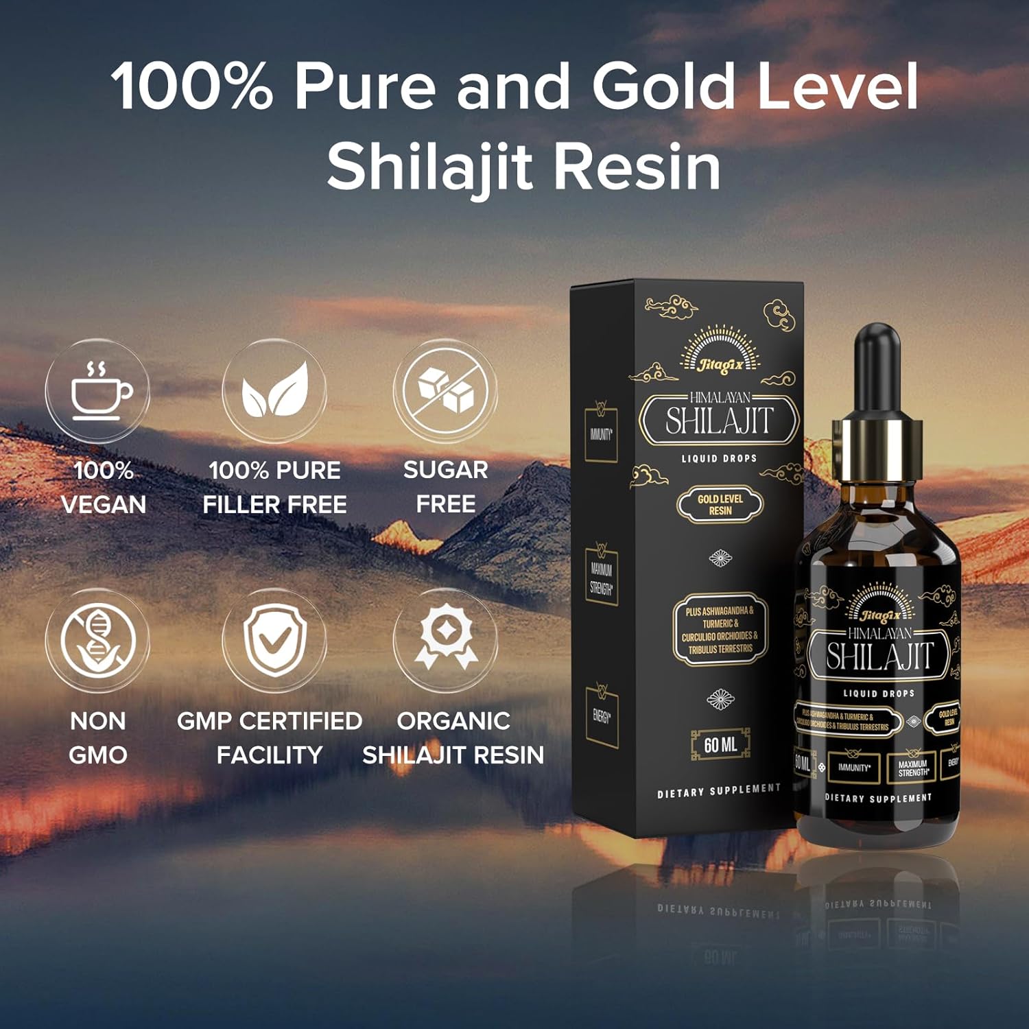 2 FL OZ Jitagix Himalayan Shilajit Drops with Fulvic Acid and Trace Minerals for Energy, Immunity, and Vitality