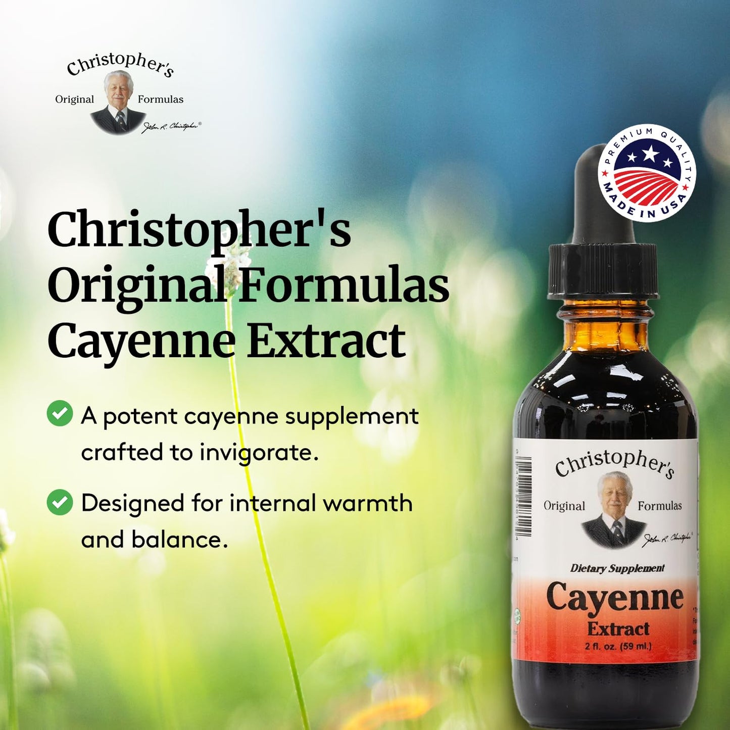2 fl oz Liquid Cayenne Extract by Christopher's Original Formulas | Premium Herbal Wellness Supplement