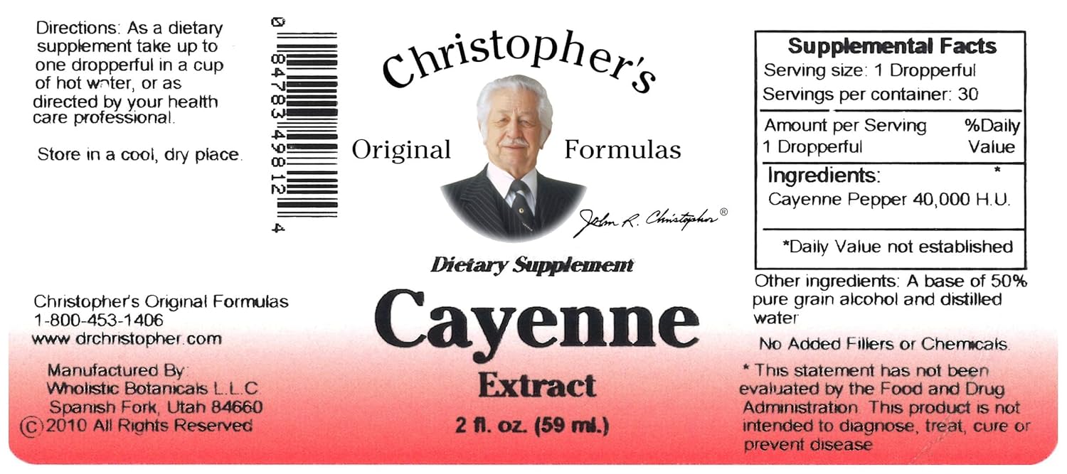 2 fl oz Liquid Cayenne Extract by Christopher's Original Formulas | Premium Herbal Wellness Supplement
