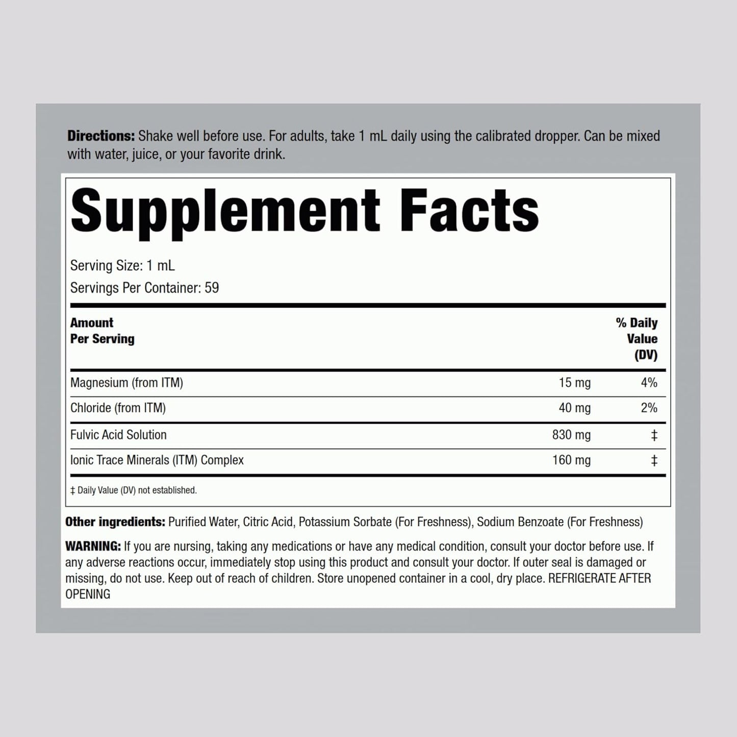 2 fl oz Liquid Fulvic Acid Drops with Trace Minerals - Ionic Supplement for Vegetarians, Non-GMO & Gluten Free