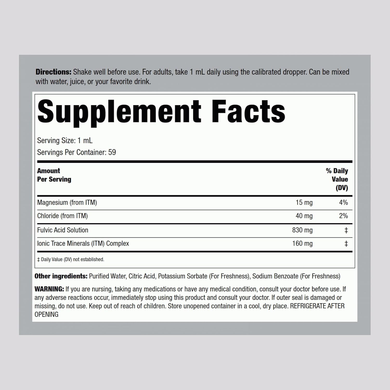 2 fl oz Liquid Fulvic Acid Drops with Trace Minerals - Ionic Supplement for Vegetarians, Non-GMO & Gluten Free