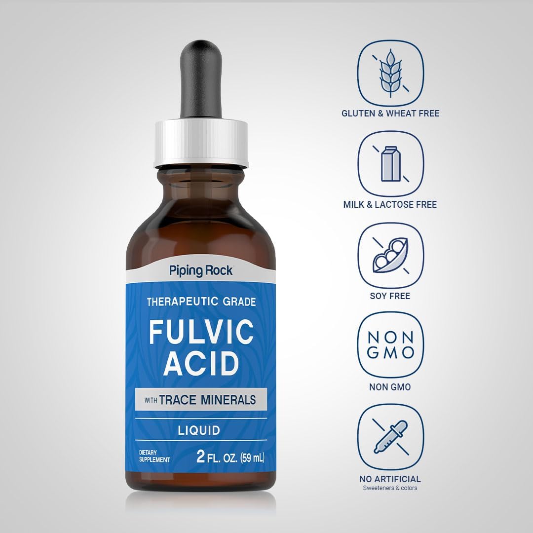 2 fl oz Liquid Fulvic Acid Drops with Trace Minerals - Ionic Supplement for Vegetarians, Non-GMO & Gluten Free
