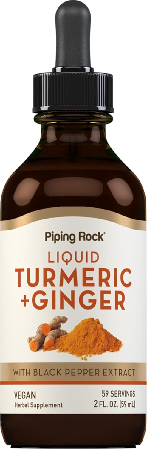 2 fl oz Liquid Turmeric and Ginger Supplement with Black Pepper Extract - Vegan, Non-GMO, Gluten Free