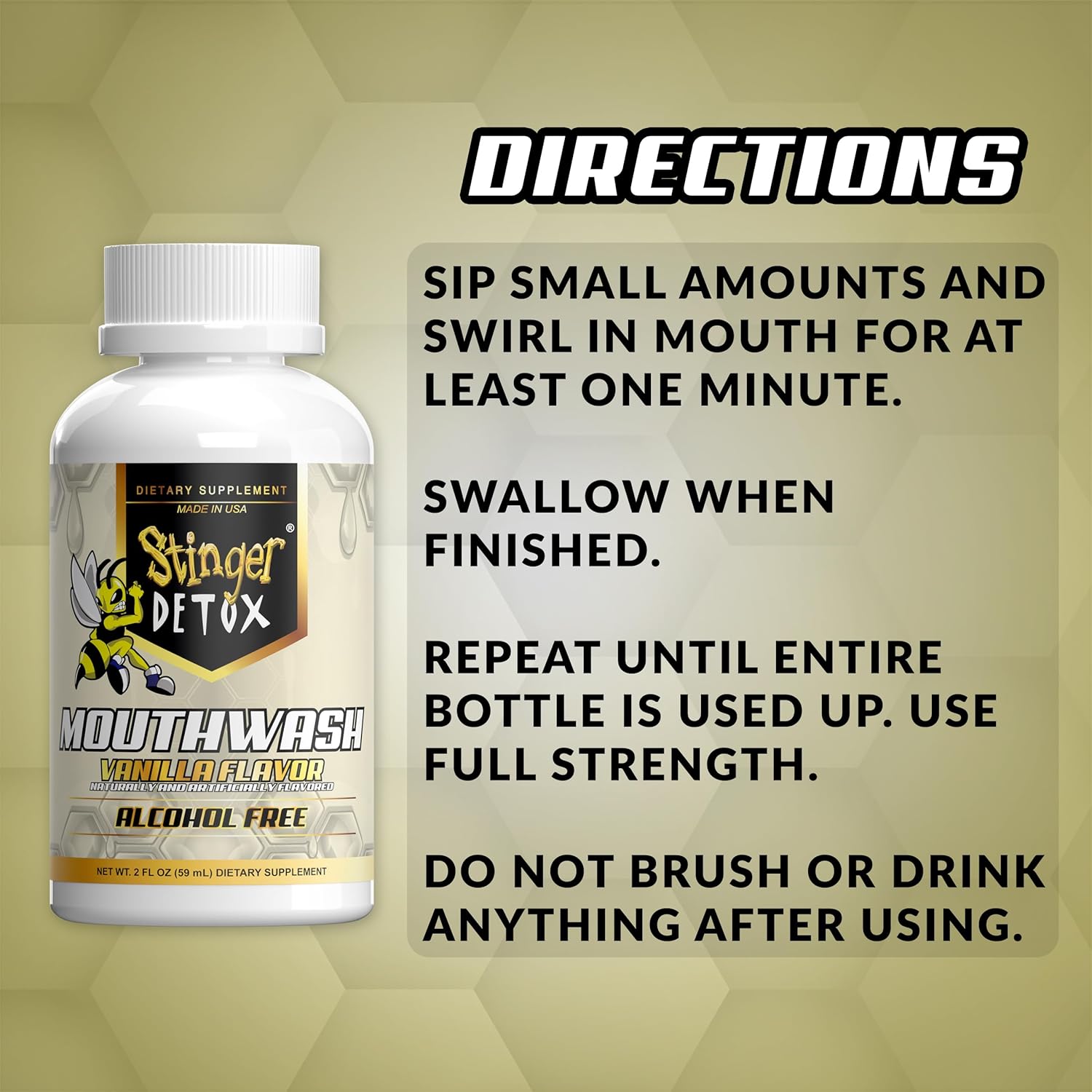 2 fl oz Stinger Detox Mouthwash - Alcohol-Free Formula for Oral Health & Cleanse