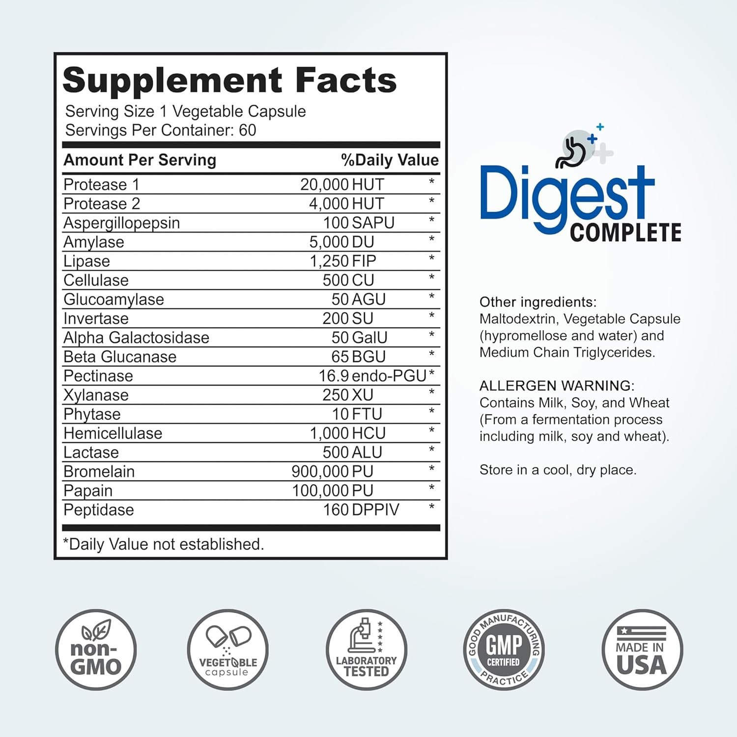 2-in-1 Probiotic Digestive Enzymes - Instant Brands Digest Complete, 60 Capsules
