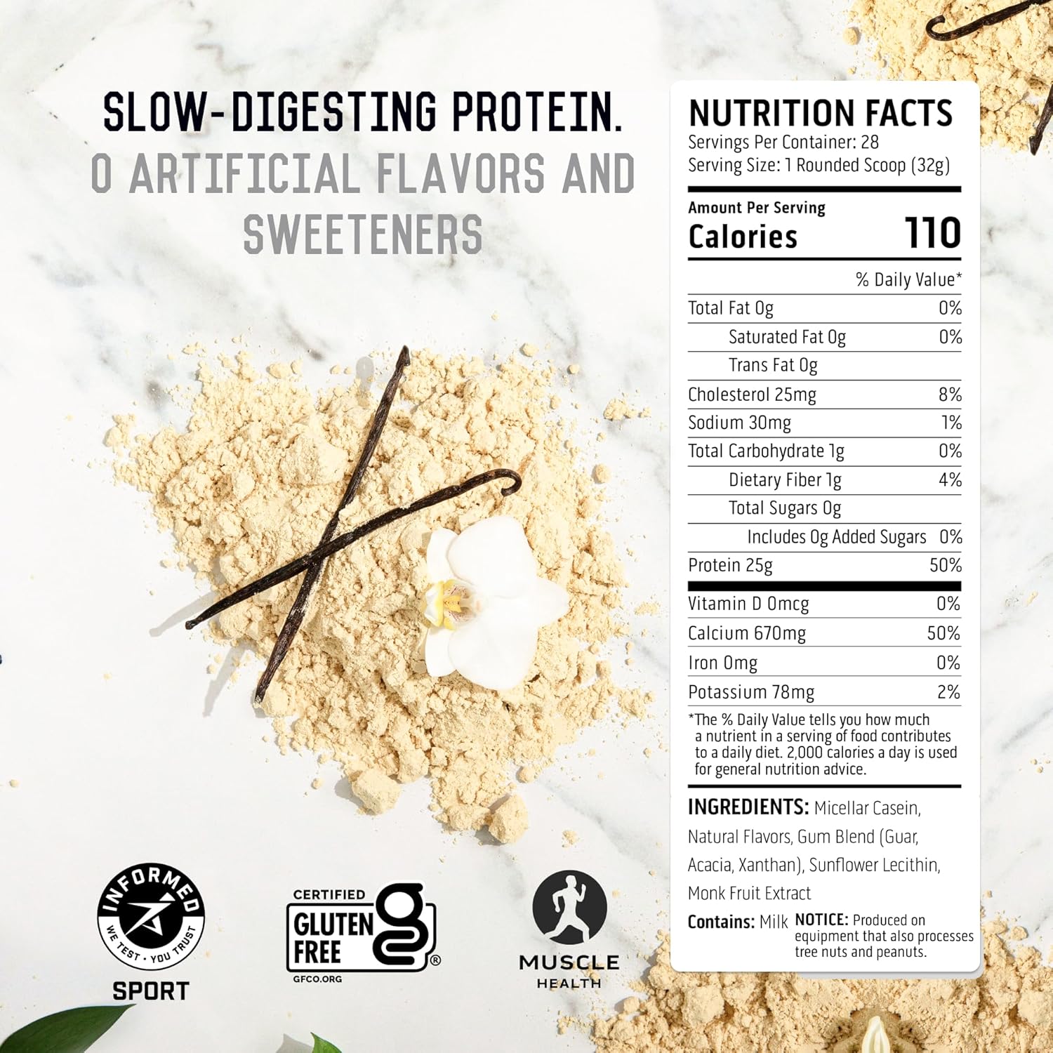 2 lb Vanilla Bean Casein Protein Powder & 18-Serving Chocolate Plant Protein Powder
