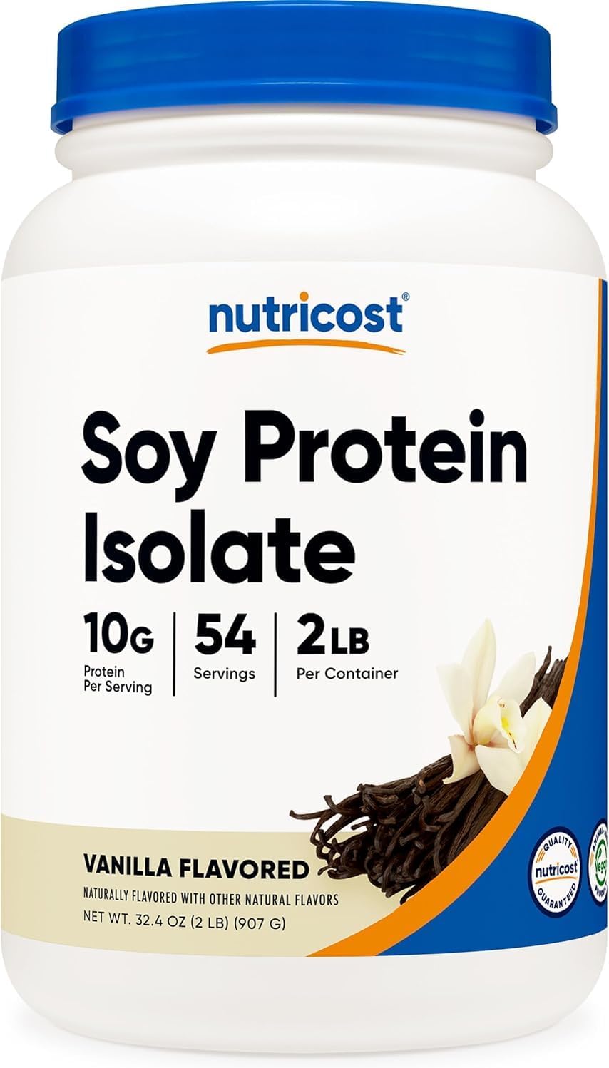 2 LB Vanilla Soy Protein Powder with 10 Grams of Protein/Serving - Vegetarian, Non-GMO, Gluten Free by Nutricost
