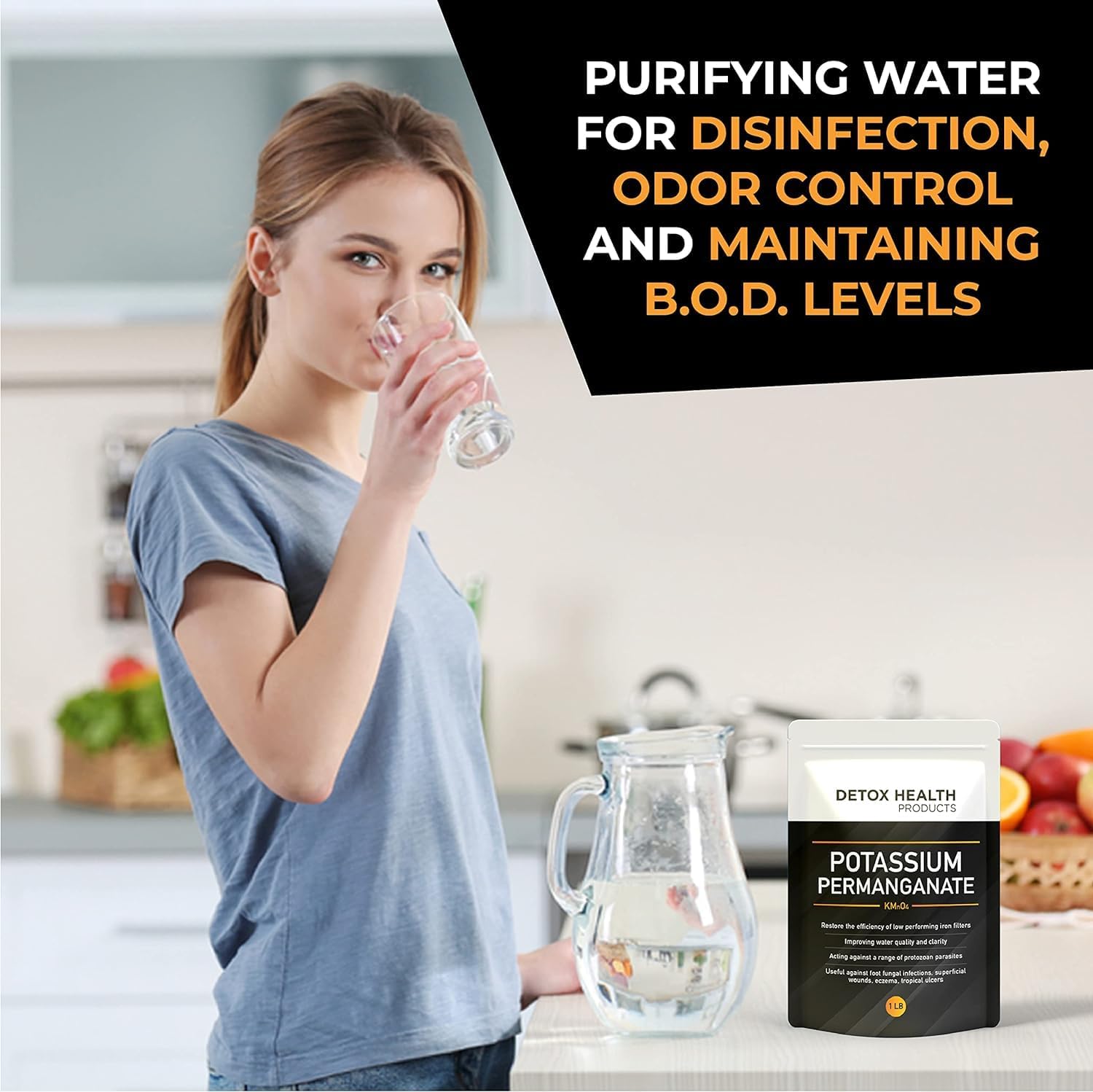 2 OZ Free Flowing Potassium Permanganate Crystal Powder for Detox Health