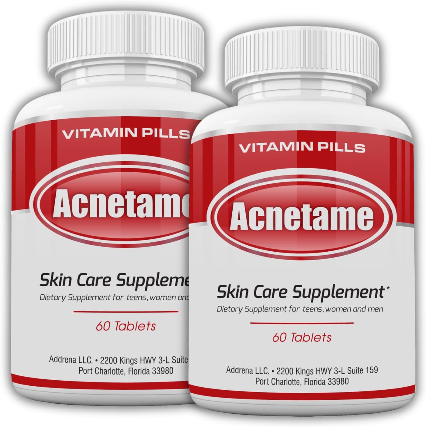 2 Pack Acnetame Acne Pills - 120 Pills - Vitamin Supplements for Hormonal Pimples - Clear Oily Skin for Women, Men, Teens, and Adults