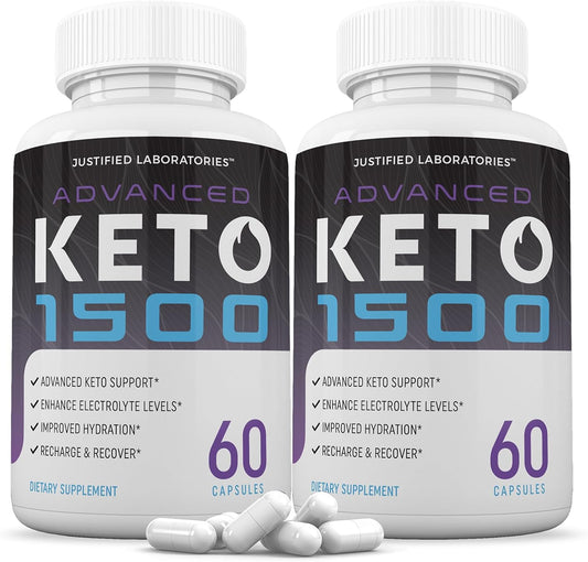 2 Pack Advanced Keto 1500 Pills with Apple Cider Vinegar & Green Tea - 1275MG Formula - 120 Capsules