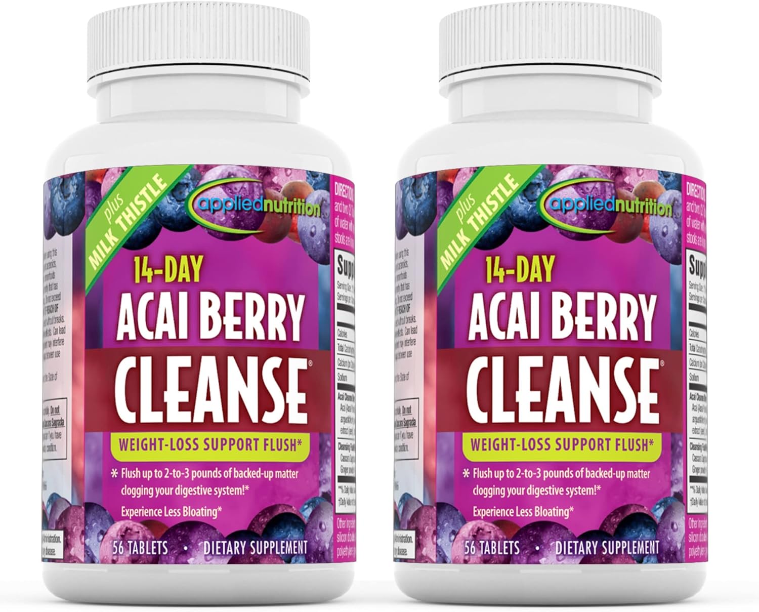 2-Pack Applied Nutrition 14-Day Acai Berry Cleanse Tablets - 112 Tablets Total