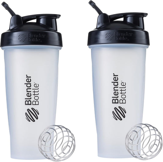 2-Pack BlenderBottle Classic Shaker Bottle Set, Ideal for Protein Shakes and Pre Workout, 28oz, Clear/Black