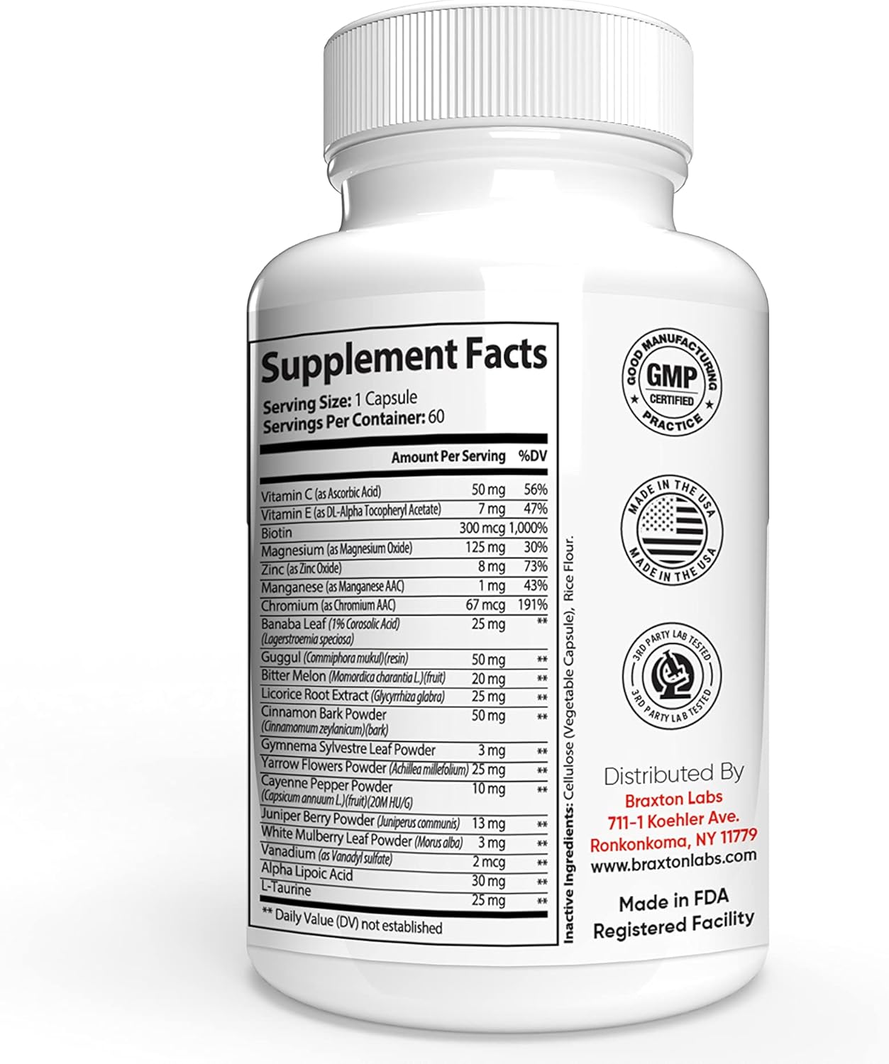 2 Pack Braxton Labs Blood Sugar Ultra Capsules - 120 Count (60x2) ABSVO Supplement