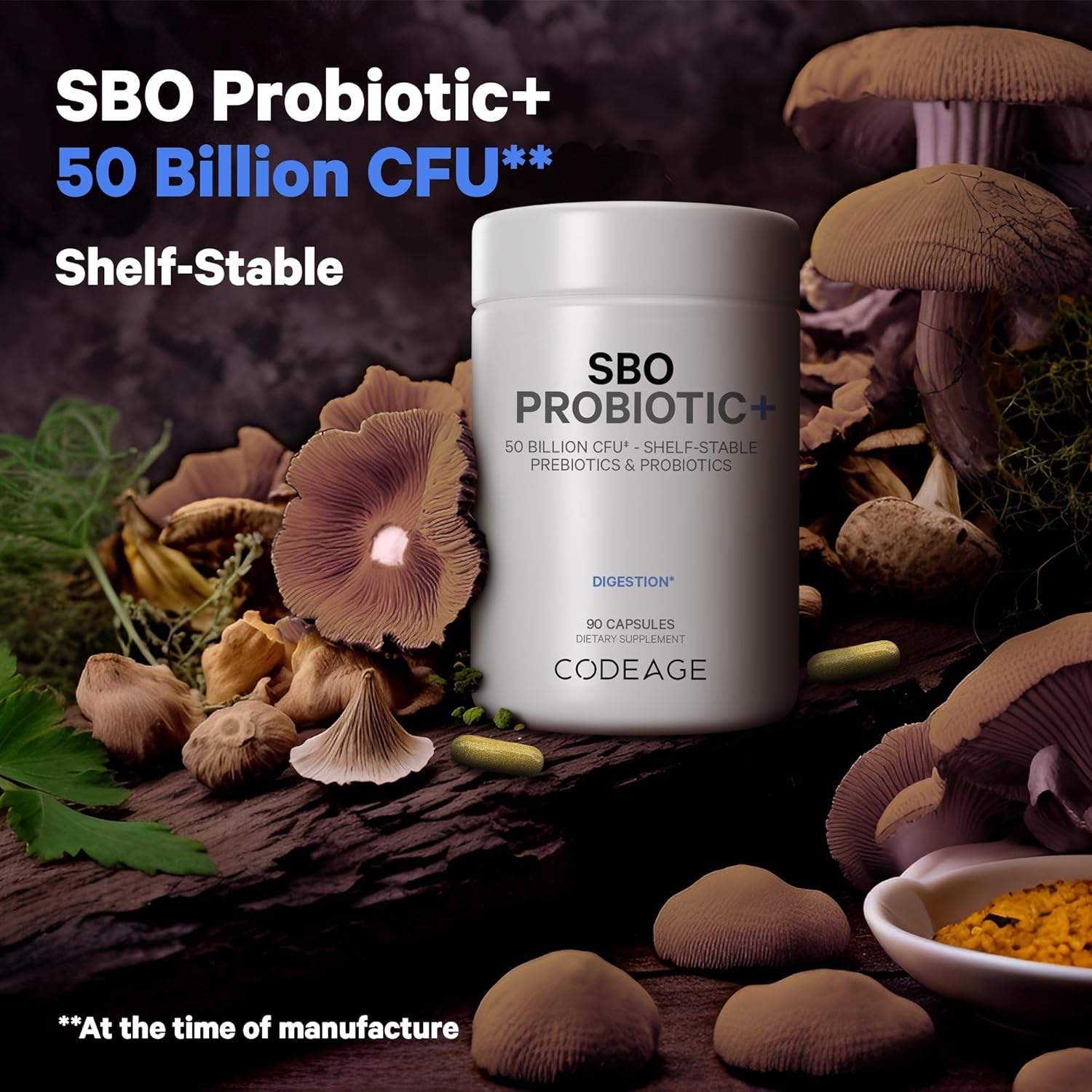 2 Pack Codeage SBO Probiotics: 50 Billion CFUs, Multi Strain Soil Based Organisms & Organic Botanical Blend