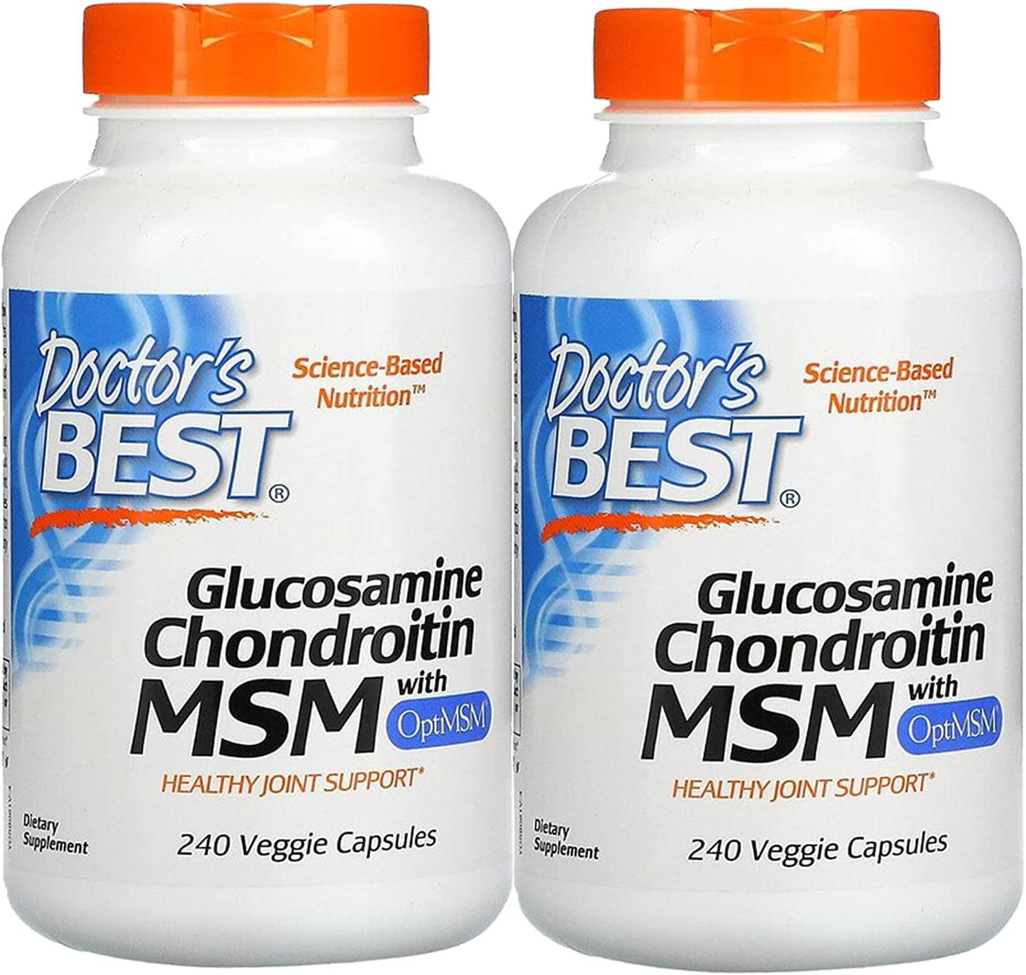 2-Pack Doctor's Best Glucosamine Chondroitin MSM with OptiMSM, 240 Veggie Capsules