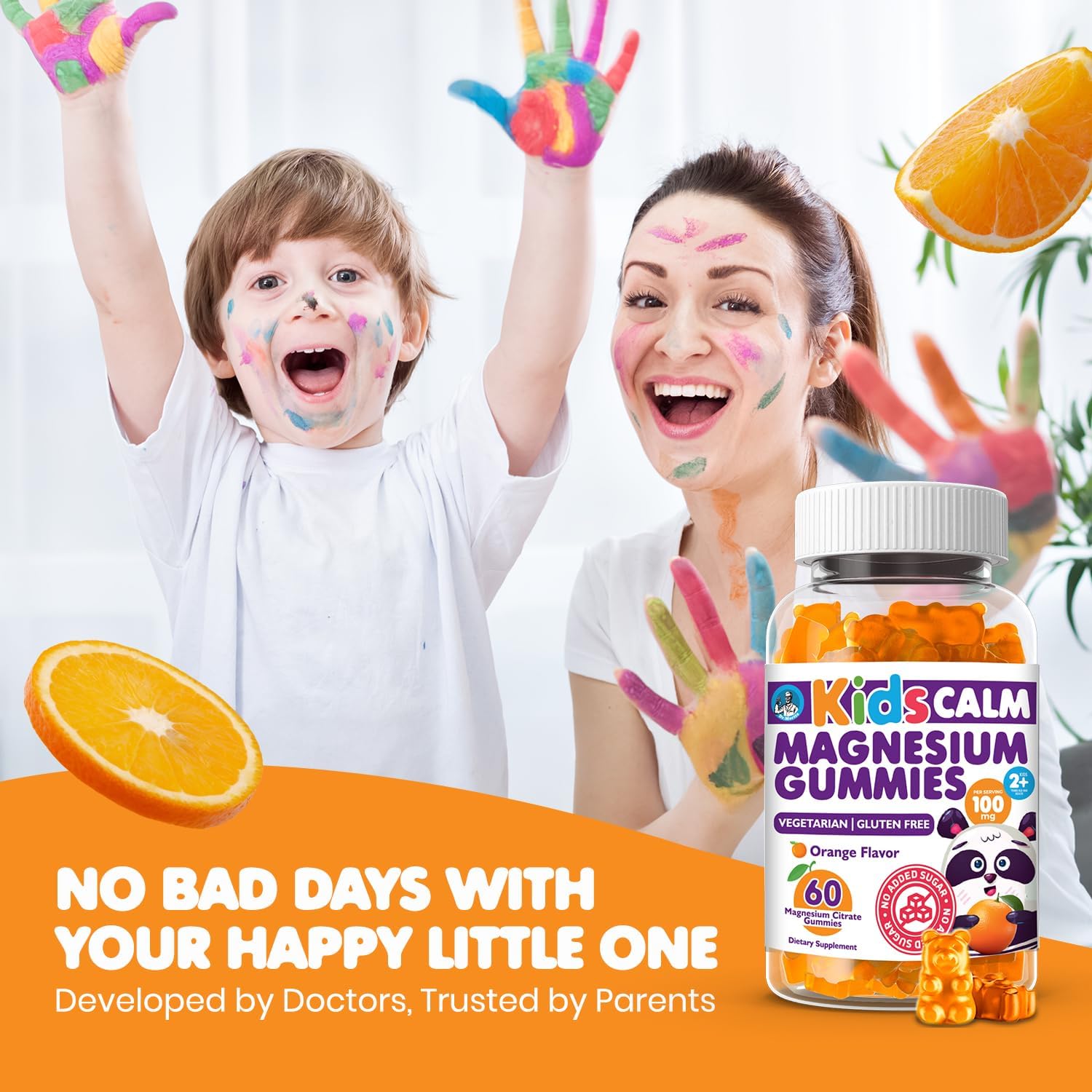 2-Pack Dr. Moritz Orange Flavored Sugar-Free Magnesium Citrate Gummies for Kids and Adults - Non-GMO - 120 Count