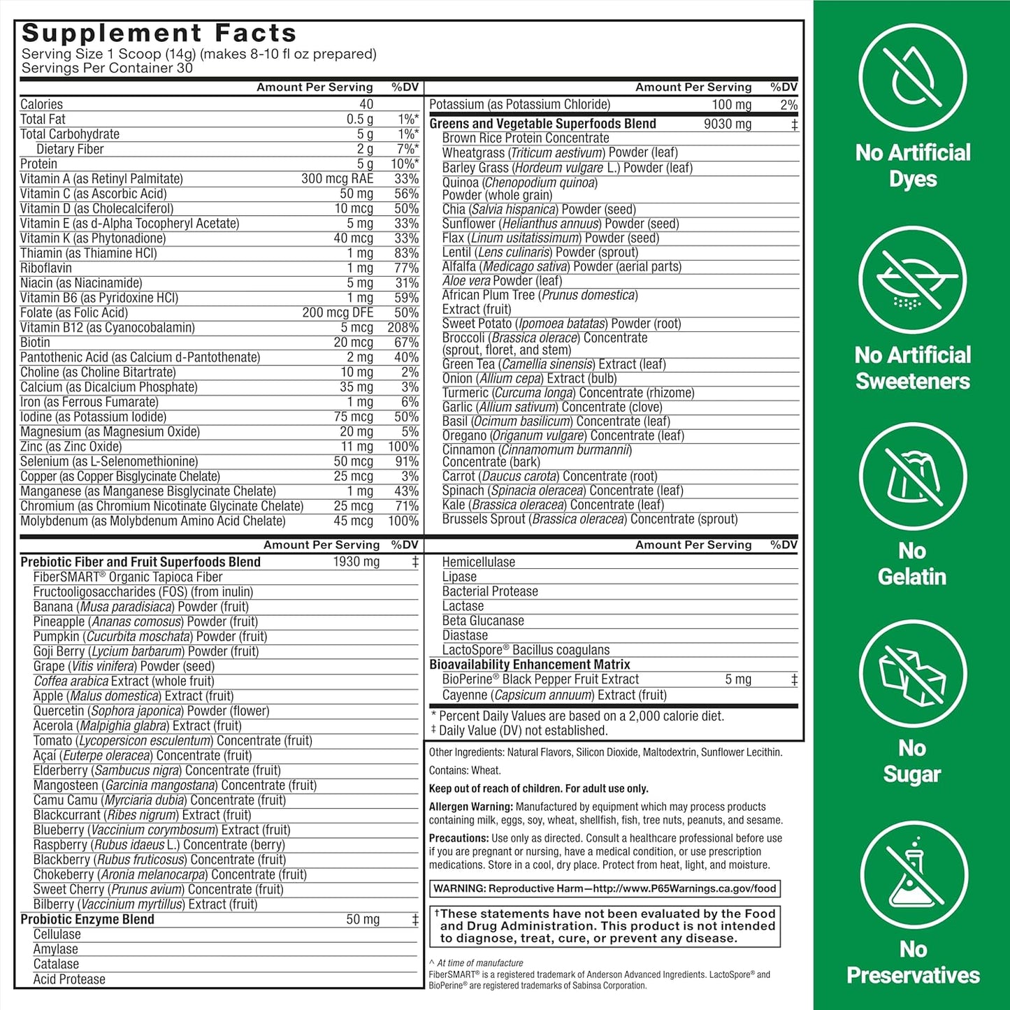 2-Pack Force Factor Smarter Greens Superfoods Powder - Supports Digestion, Immunity, Energy - Greens Powder with Probiotics, Enzymes, Antioxidants - 60 Servings