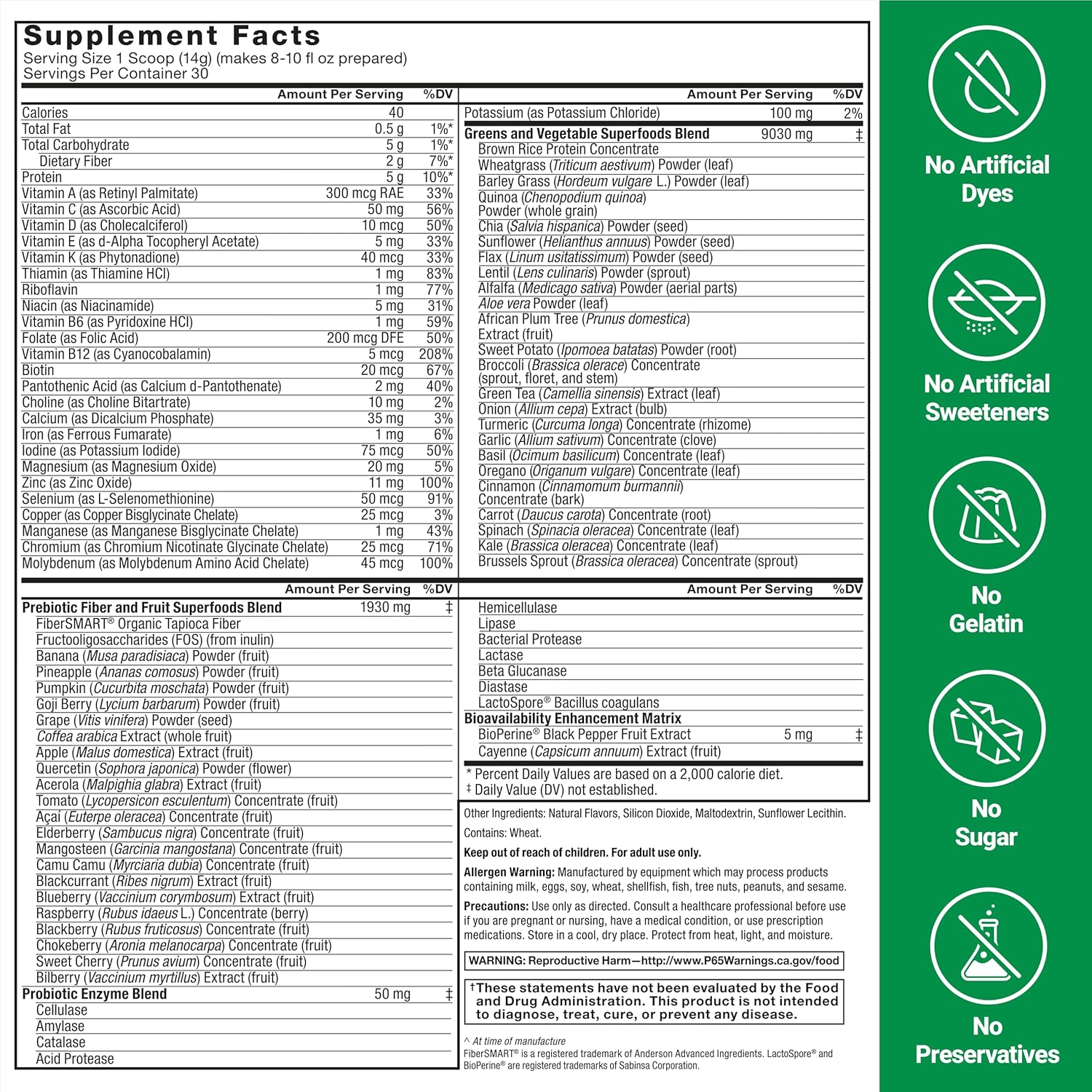 2-Pack Force Factor Smarter Greens Superfoods Powder - Supports Digestion, Immunity, Energy - Greens Powder with Probiotics, Enzymes, Antioxidants - 60 Servings