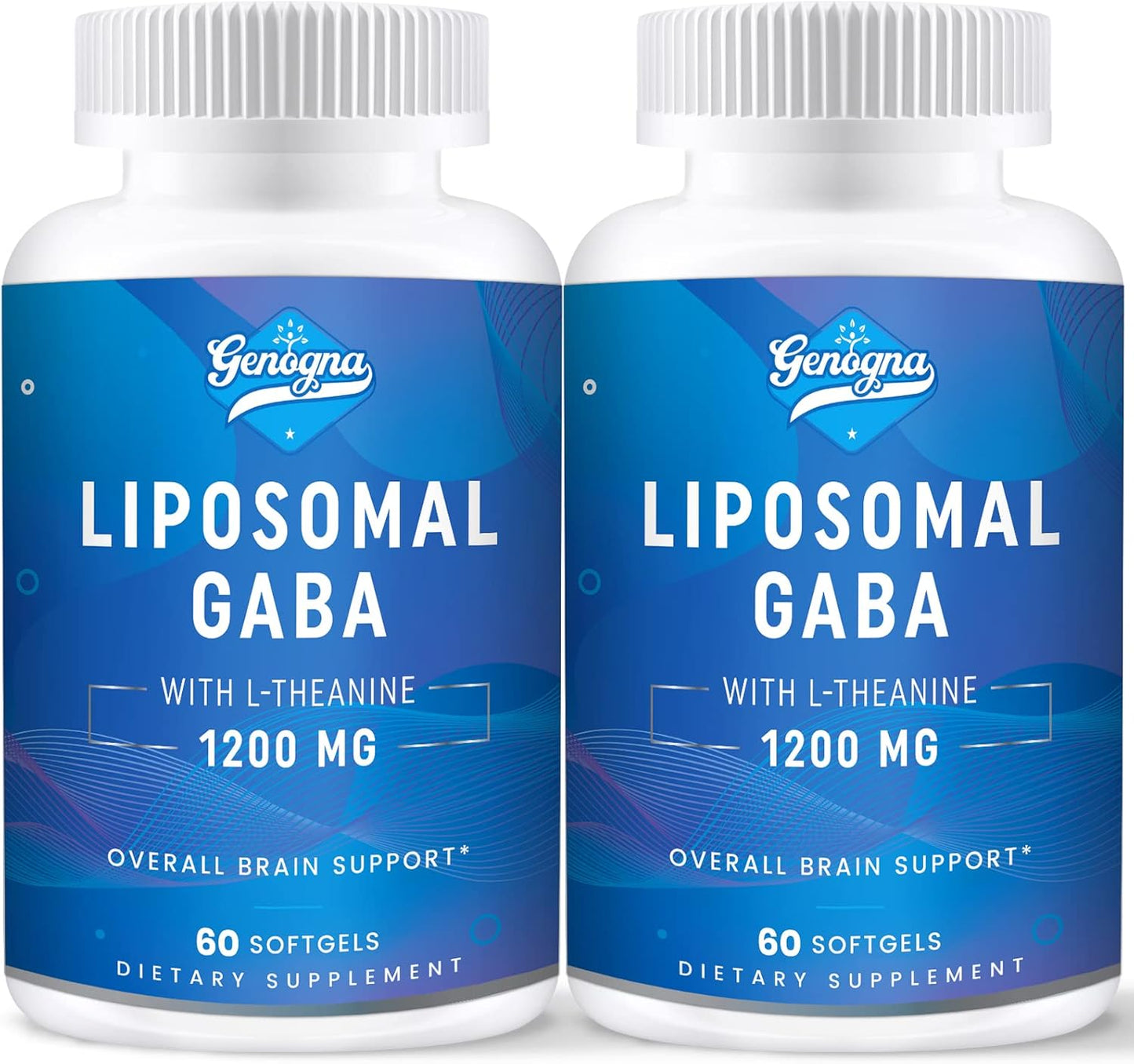2 Pack Genogna Liposomal GABA with L-Theanine 1200mg - High Bioavailability GABA Supplements for Adults, 240 Capsules
