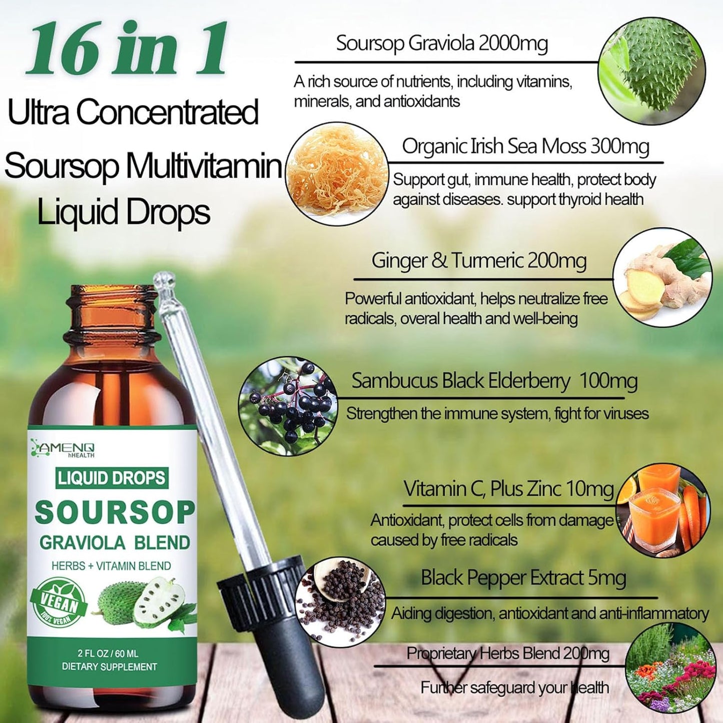 2 Pack GLP Supplement with Soursop Graviola Liquid Drops for Women & Men - Non GMO, Vegan, Gluten Free, Sugar Free