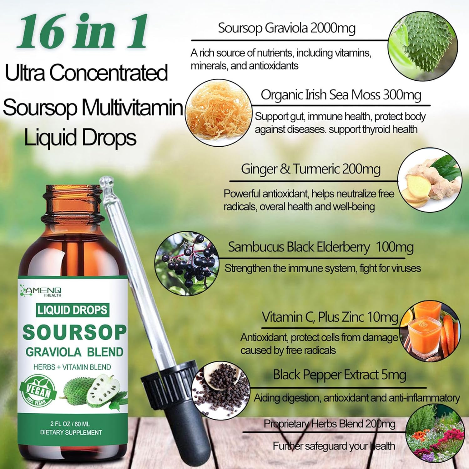 2 Pack GLP Supplement with Soursop Graviola Liquid Drops for Women & Men - Non GMO, Vegan, Gluten Free, Sugar Free