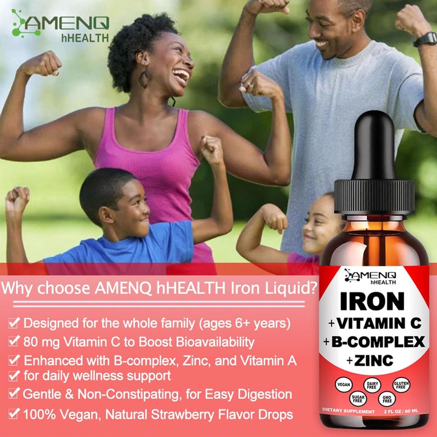 2 Pack GLP1 Supplement and Vegan Iron Drops for Men and Women - Promotes Gut Health, Digestion, and Energy - Non-GMO and Gluten-Free