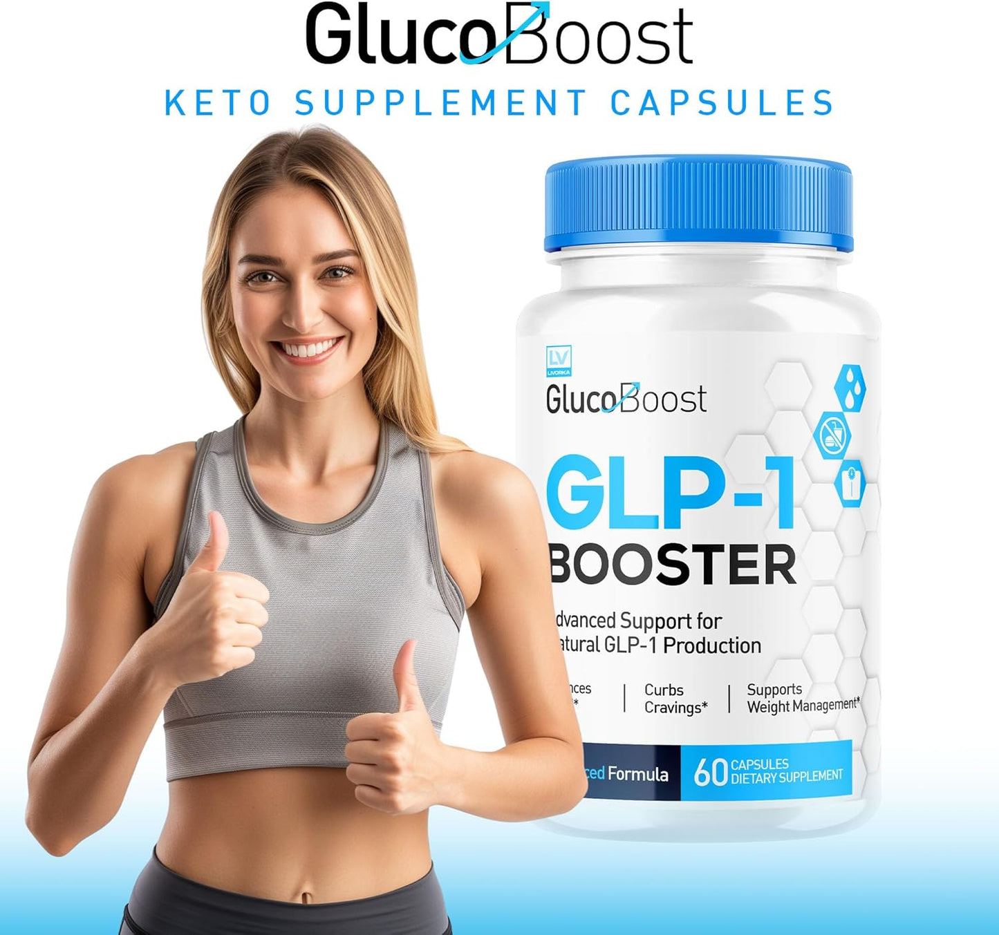 2 Pack Glucoboost GLP-1 Booster Supplement Pills for Women and Men - 2 Month Supply