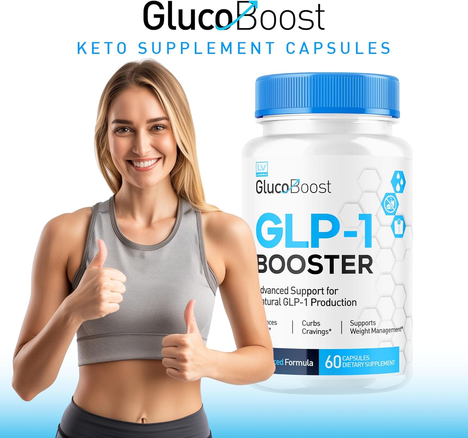 2 Pack Glucoboost GLP-1 Booster Supplement Pills for Women and Men - 2 Month Supply