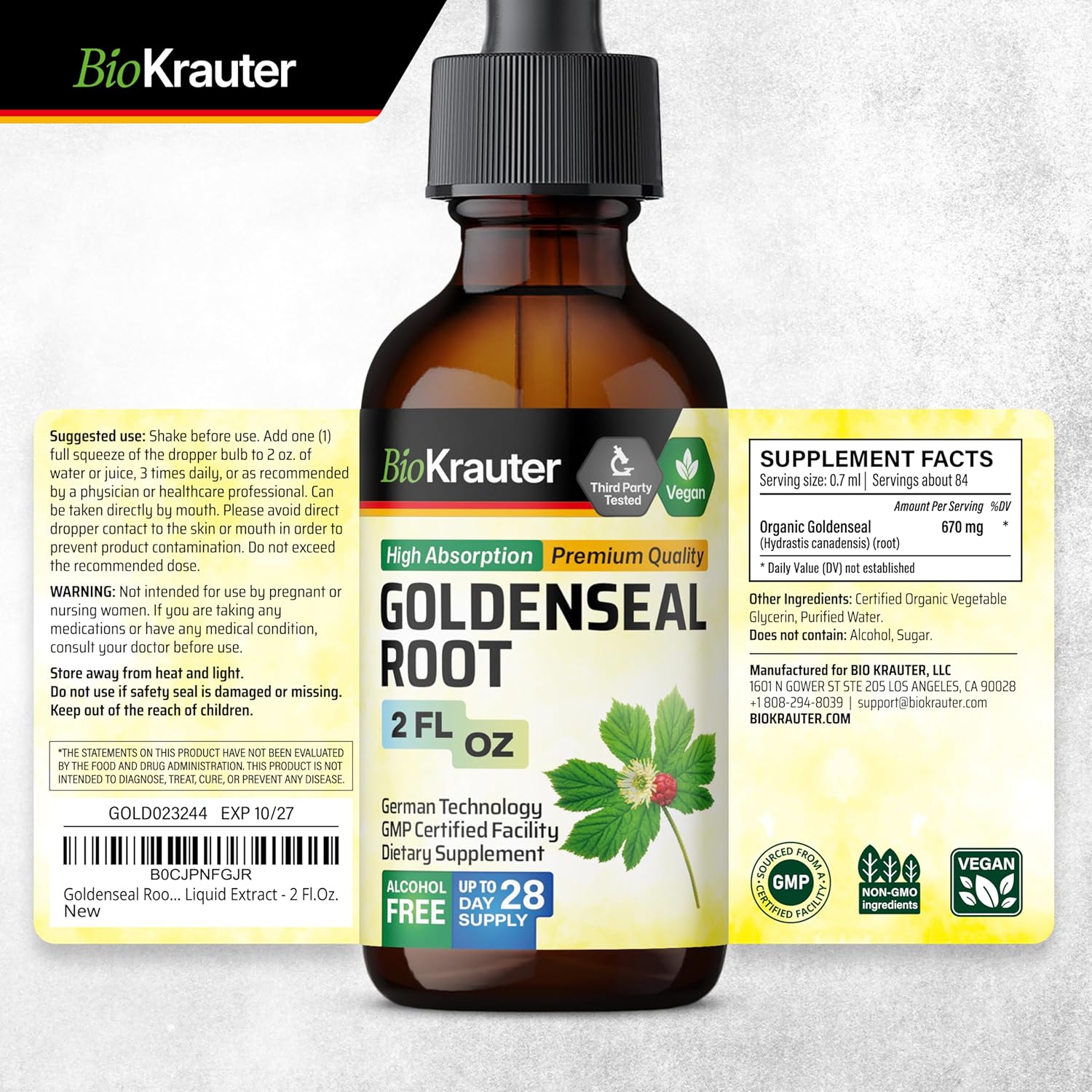 2-Pack Goldenseal and Calendula Tinctures - 2 Fl. Oz. Each