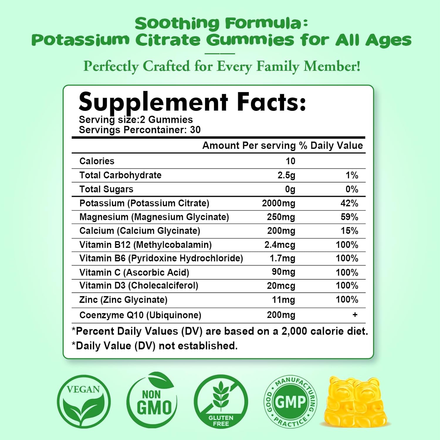 2 Pack High Potency Potassium Citrate Gummies for Muscle Health, Leg Cramp Relief - Vegan, Non-GMO, Gluten-Free - Pineapple Flavor - 120 Count
