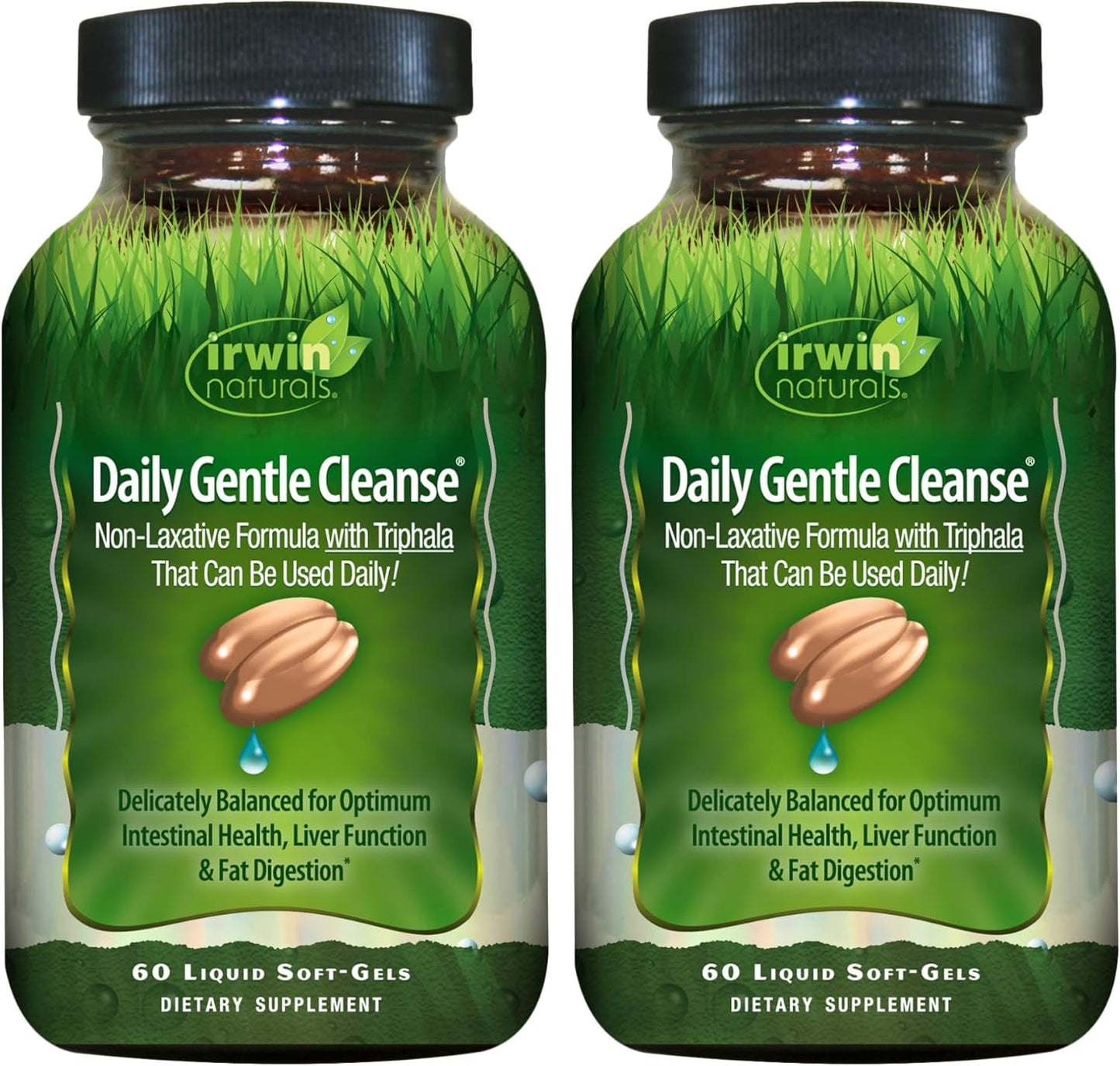 2-Pack Irwin Naturals Daily Gentle Cleanse Liquid Soft-Gels - Non-Laxative Formula with Triphala - 120 Softgels