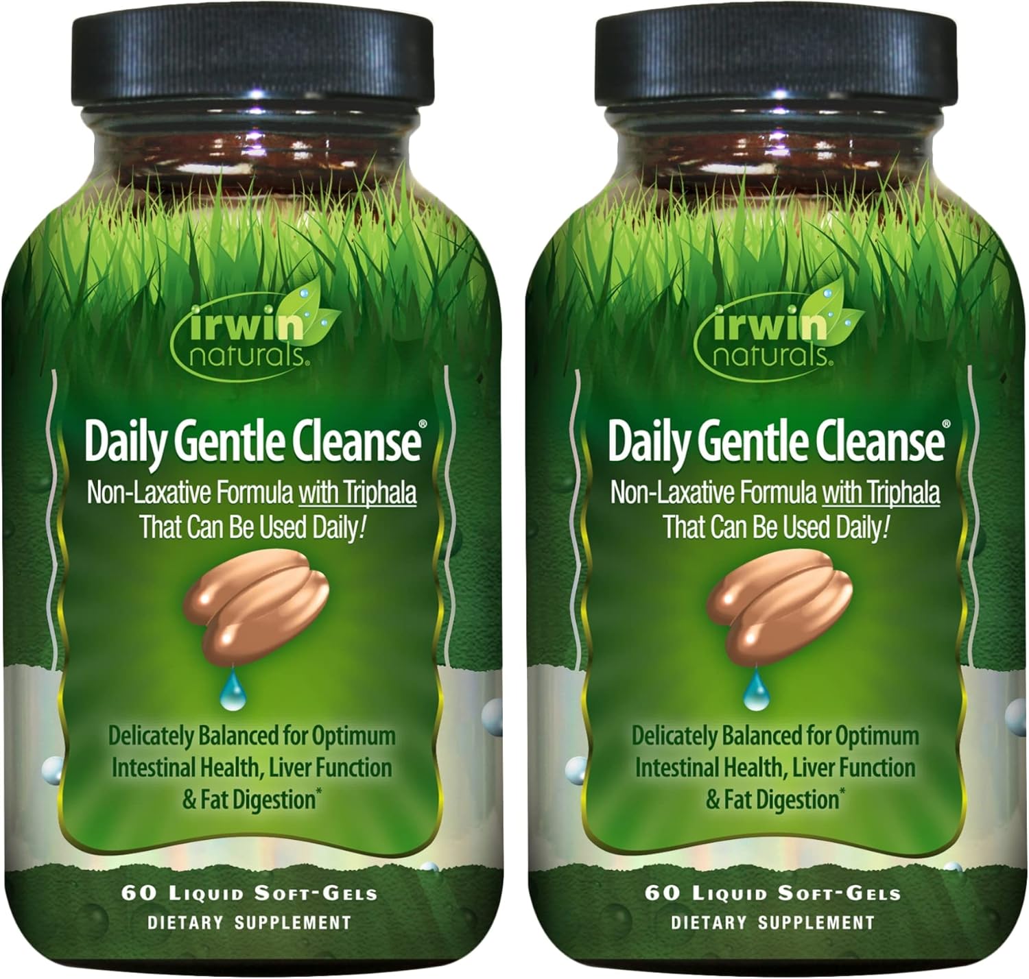 2-Pack Irwin Naturals Daily Gentle Cleanse Liquid Soft-Gels - Non-Laxative Formula with Triphala - 120 Softgels