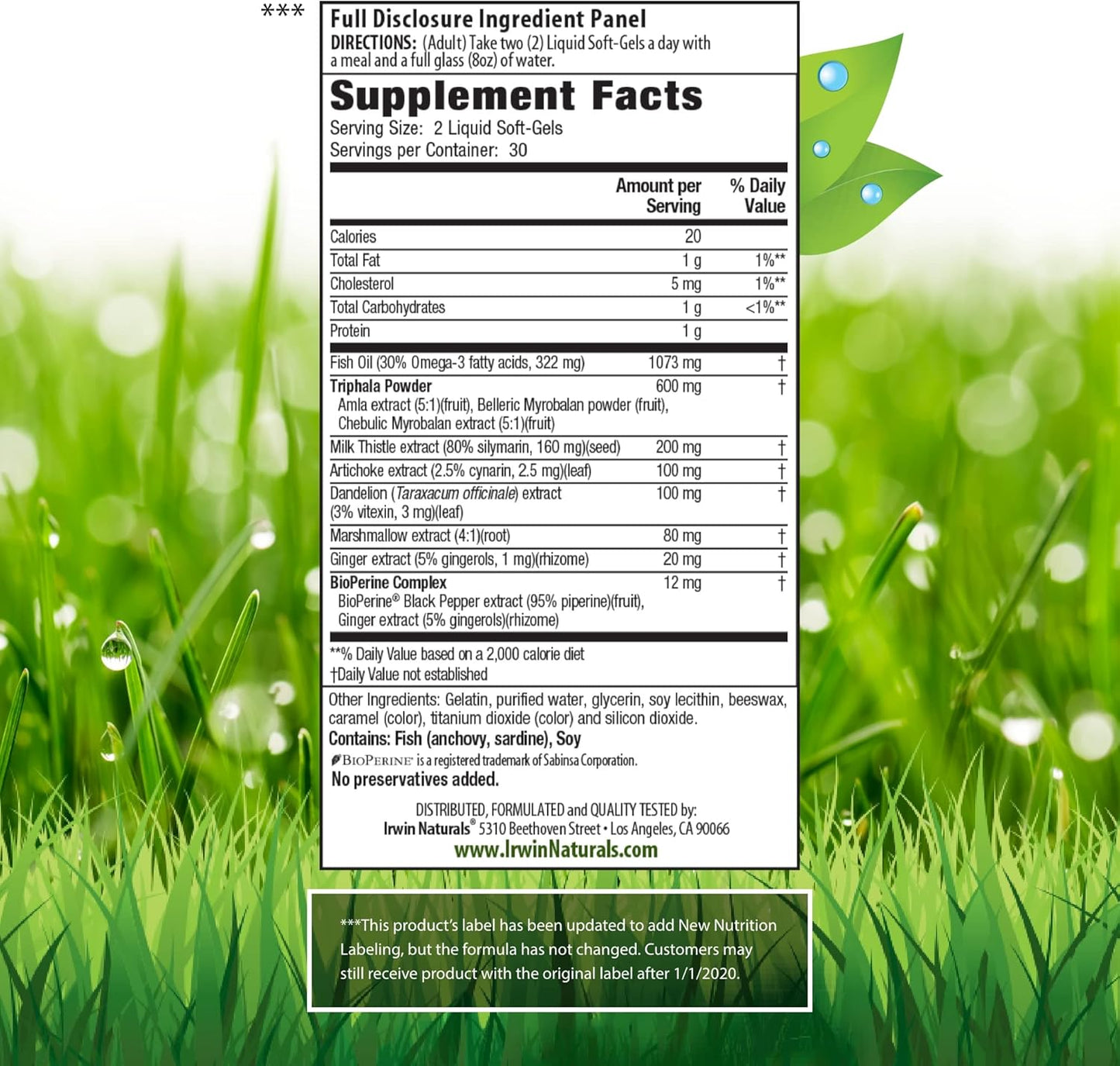 2-Pack Irwin Naturals Daily Gentle Cleanse Liquid Soft-Gels - Non-Laxative Formula with Triphala - 120 Softgels