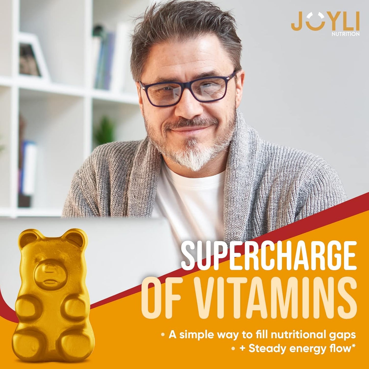 2 Pack JOYLI Nutrition Multivitamin Fruit Gummies with Vitamins A, C, D, & E - Superfruit Gummy for Adults & Kids - Goji & Elderberry - Immunity, Digestion, Energy - 60 Chewable Veggie Gummies