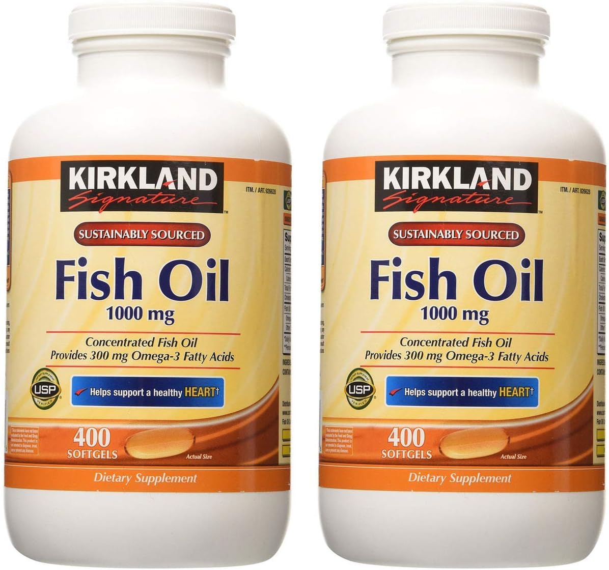 2 Pack Kirkland Signature Fish Oil Concentrate 400 Count - Omega-3 Supplement Pack