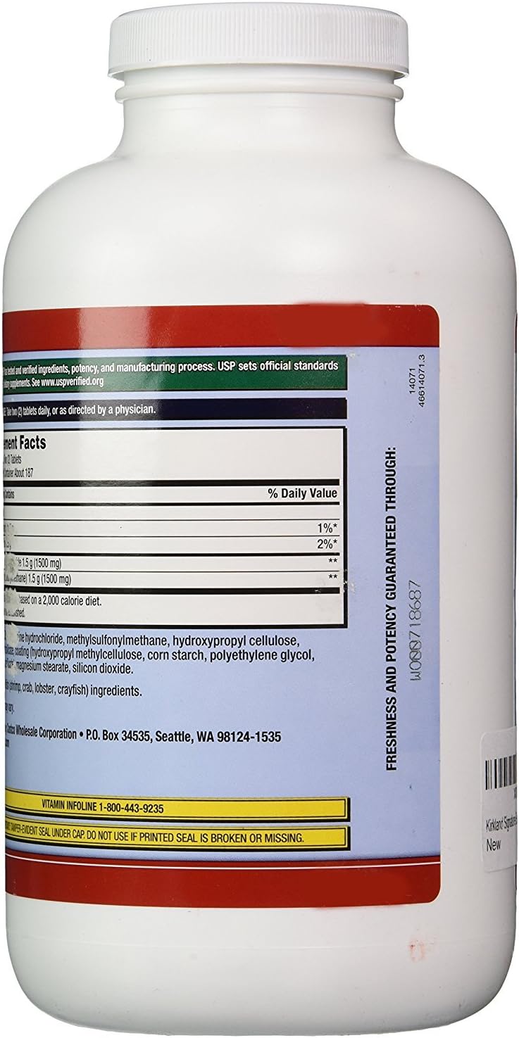 2 Pack Kirkland Signature Glucosamine with MSM, 375 Tablets - Joint Health Supplement