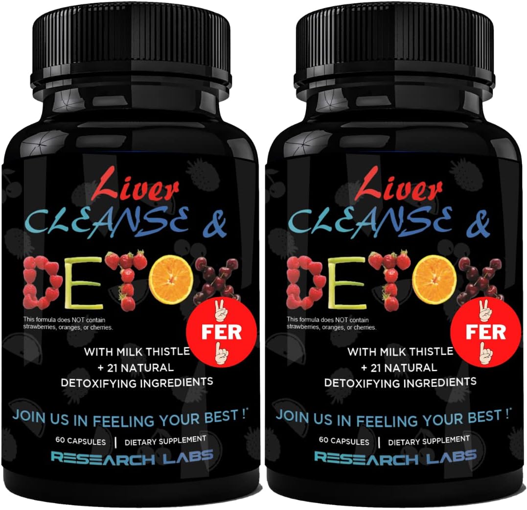 2 Pack Liver Detox Cleanse & Support with 23 Powerful Herbs - Doctor Recommended Premium Formula with Milk Thistle, Beet Root, Dandelion