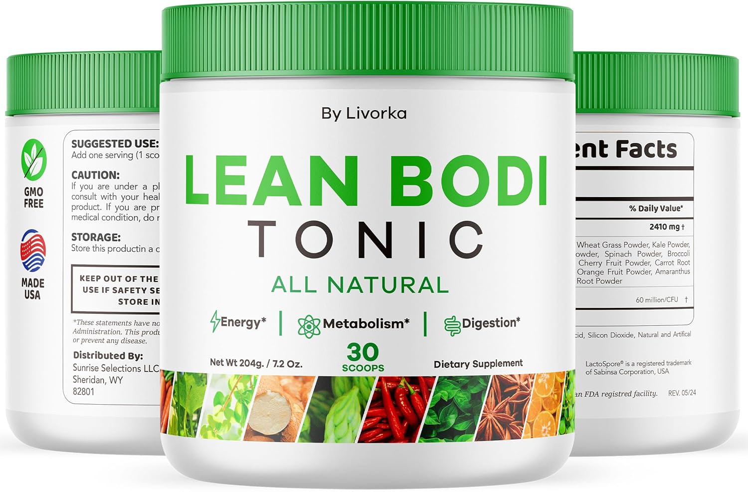 2-Pack LIVORKA Lean Body Tonic Powder - Advanced Formula, All Natural, 60 Servings for 2 Months